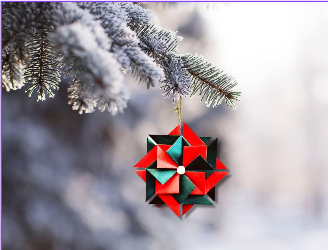 Origami star on tree
